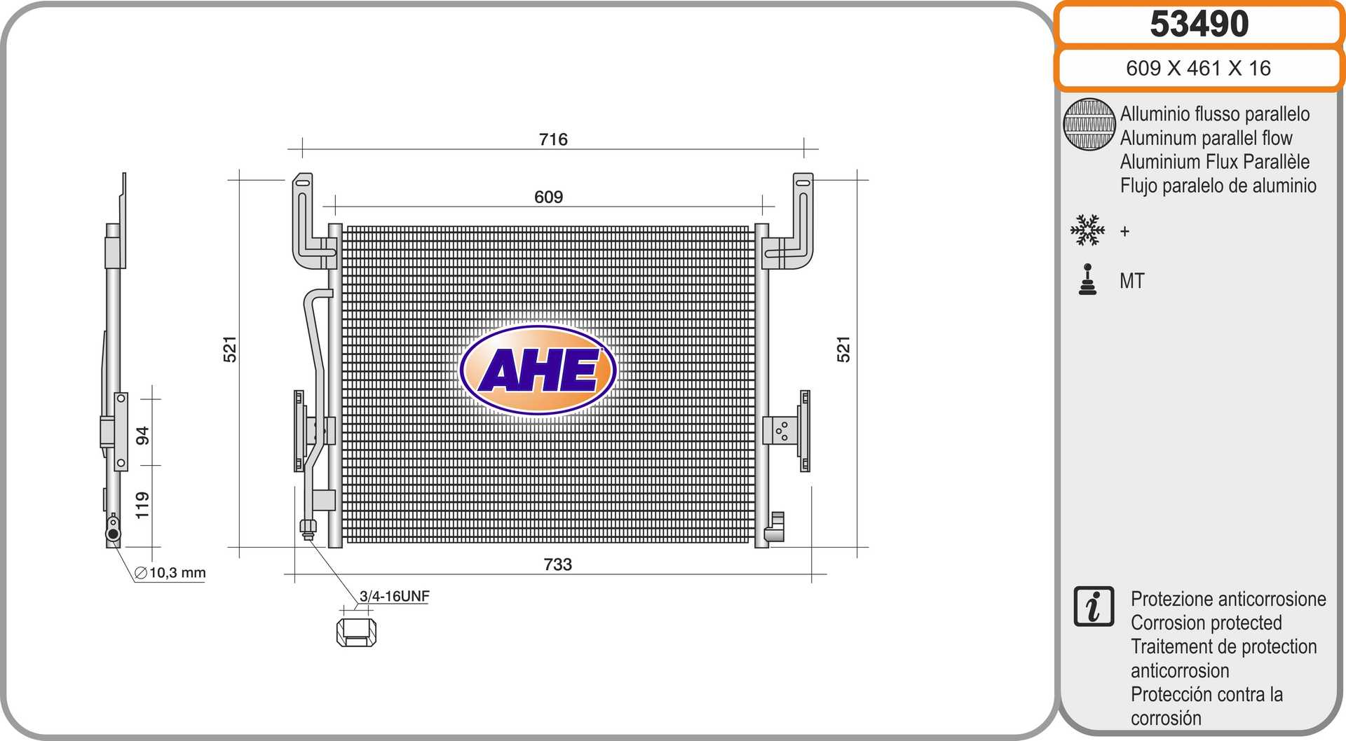 Condensator, climatizare 53490 AHE