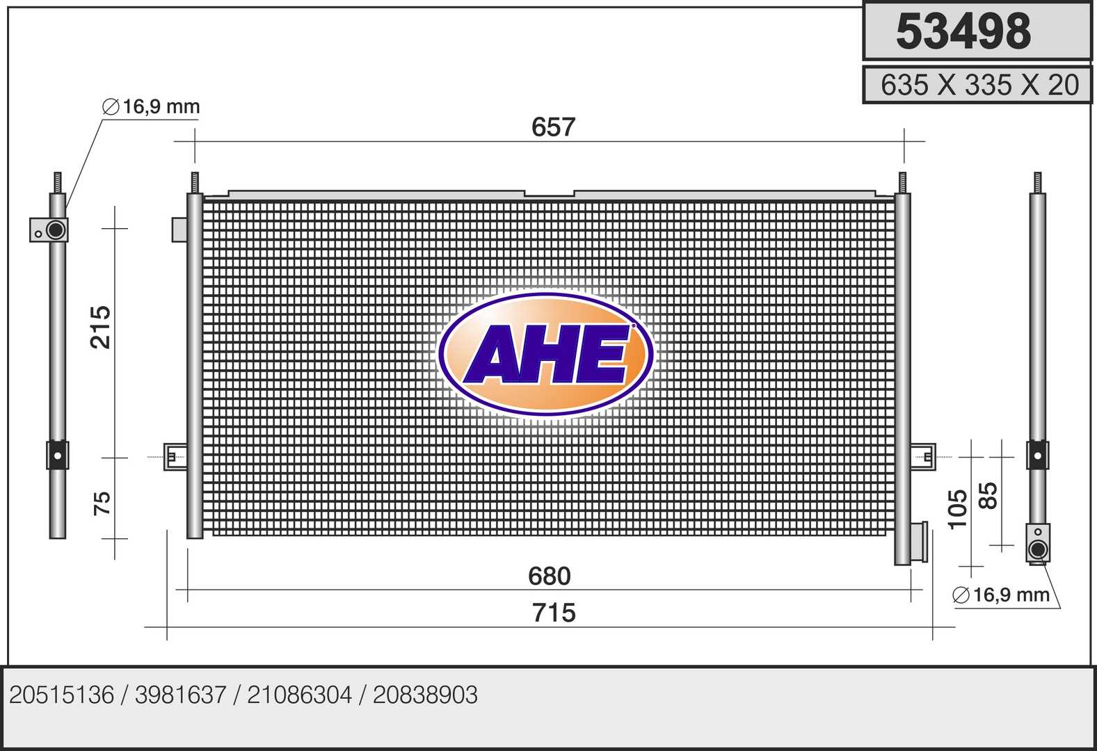 Condensator, climatizare 53498 AHE