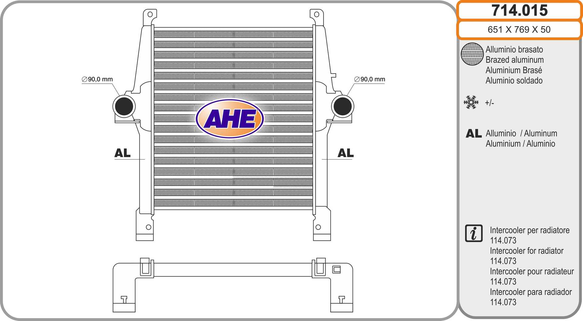 Intercooler, compresor 714.015 AHE