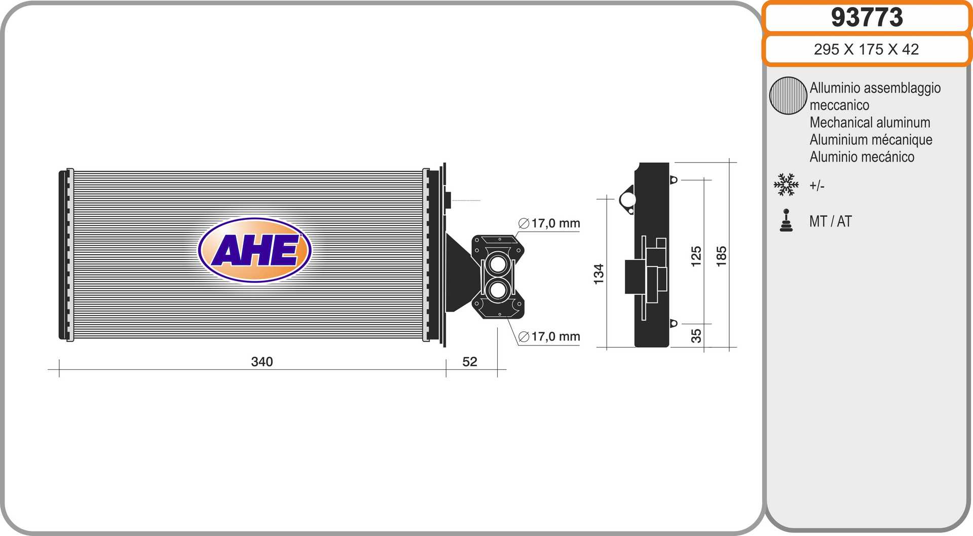 Schimbator caldura, incalzire habitaclu 93773 AHE