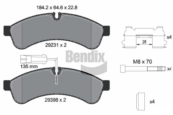 Set placute frana,frana disc BPD1615 BENDIX Braking