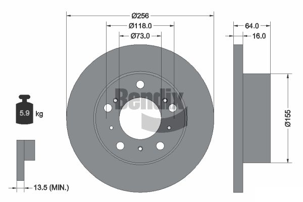 Disc frana BDS1835 BENDIX Braking