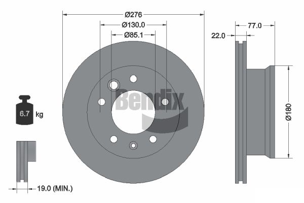 Disc frana BDS1057 BENDIX Braking