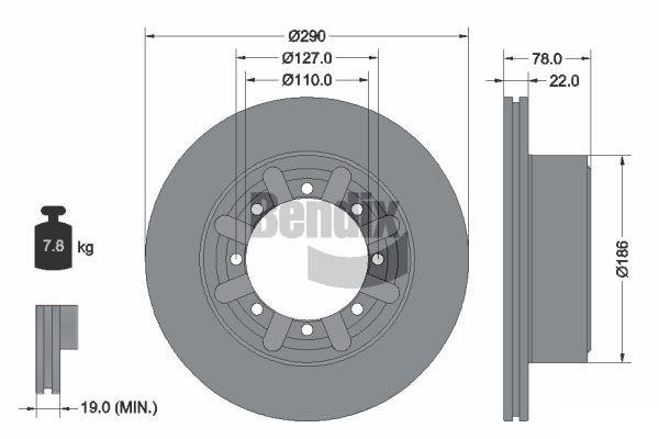 Disc frana BDS2211 BENDIX Braking