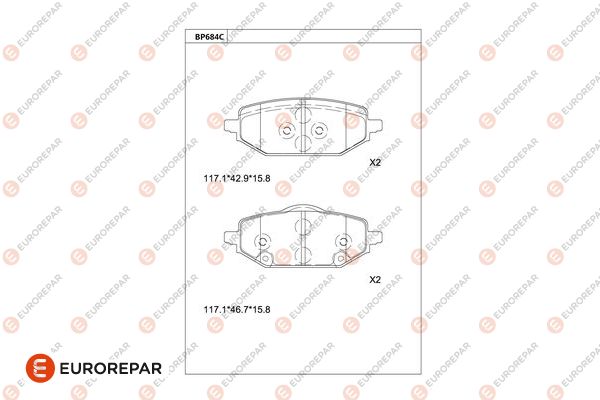 Set placute frana,frana disc 1681281580 EUROREPAR