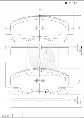 Set placute frana,frana disc M361I23 NPS