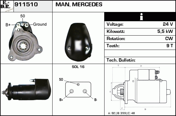 Starter 911510 EDR