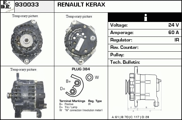 Generator / Alternator 930033 EDR