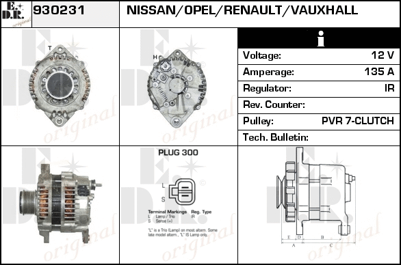 Generator / Alternator 930231 EDR