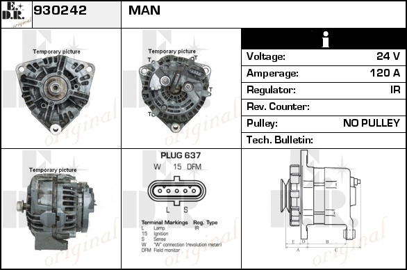 Generator / Alternator 930242 EDR