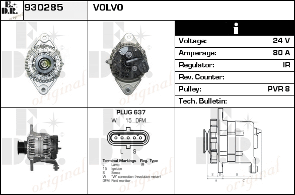 Generator / Alternator 930285 EDR