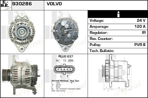 Generator / Alternator 930286 EDR