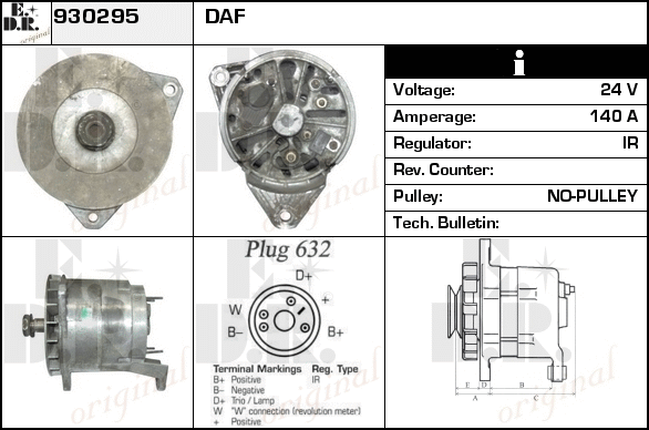 Generator / Alternator 930295 EDR