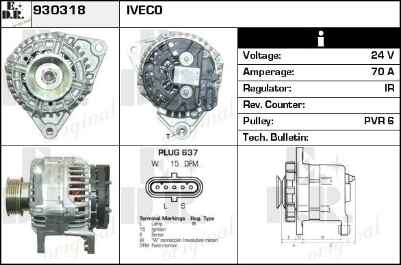 Generator / Alternator 930318 EDR