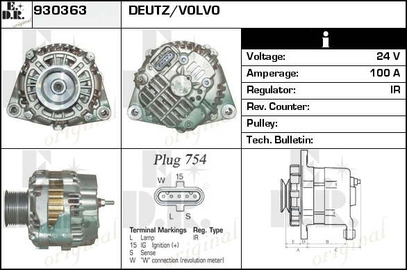 Generator / Alternator 930363 EDR