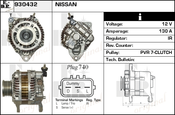 Generator / Alternator 930432 EDR