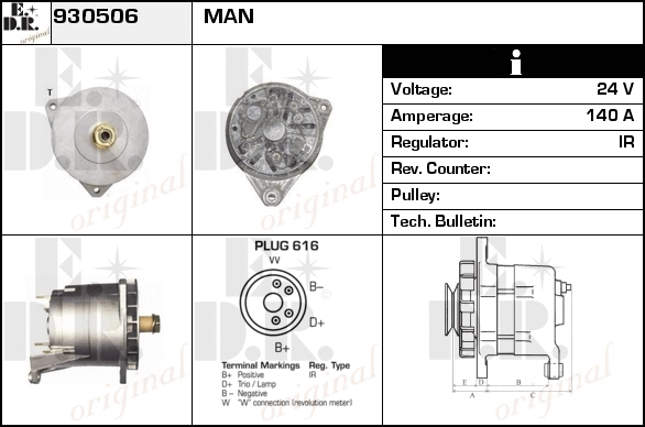 Generator / Alternator 930506 EDR
