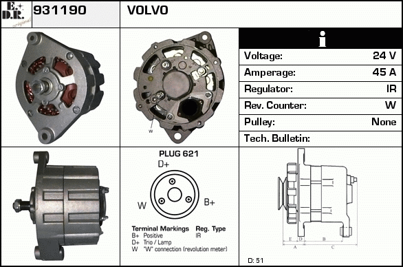 Generator / Alternator 931190 EDR