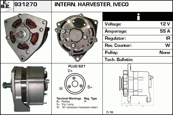 Generator / Alternator 931270 EDR