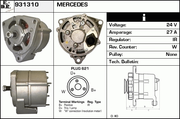 Generator / Alternator 931310 EDR