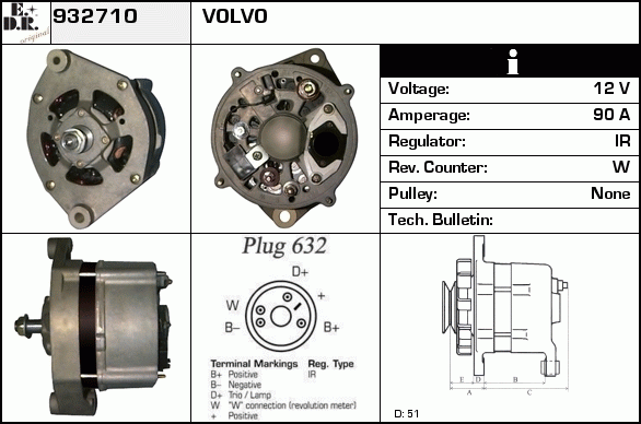 Generator / Alternator 932710 EDR
