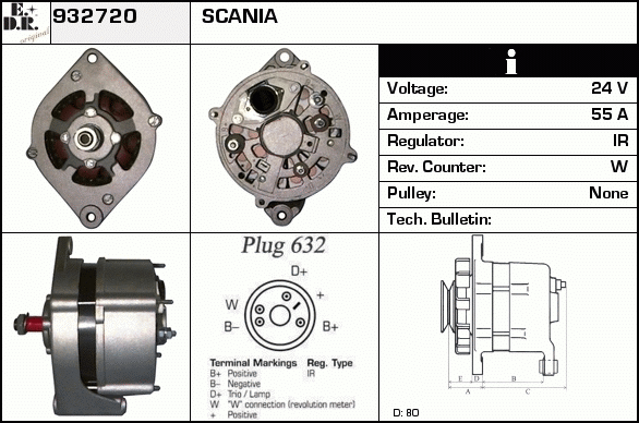 Generator / Alternator 932720 EDR