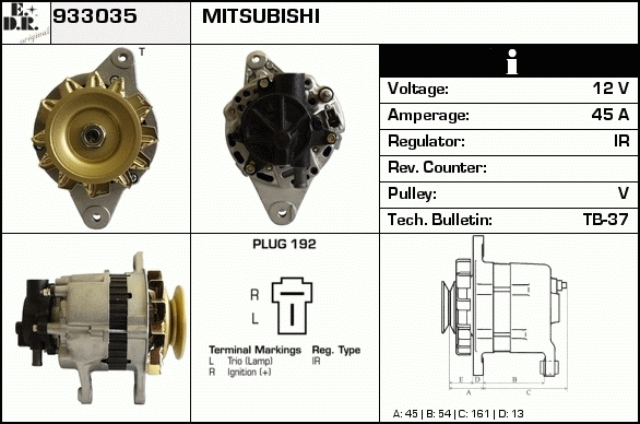 Generator / Alternator 933035 EDR