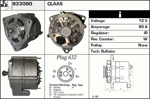 Generator / Alternator 933090 EDR