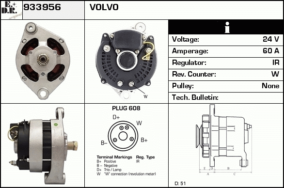 Generator / Alternator 933956 EDR