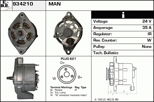 Generator / Alternator 934210 EDR