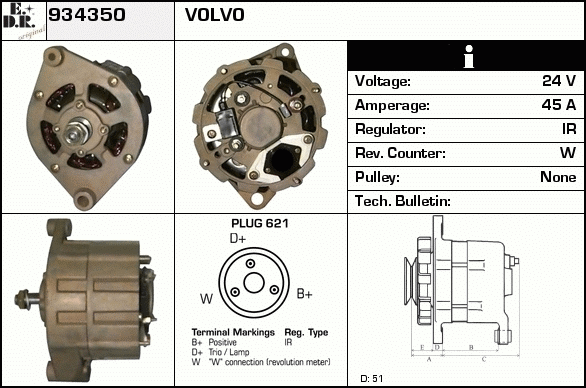 Generator / Alternator 934350 EDR