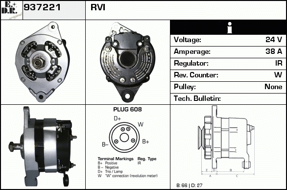 Generator / Alternator 937221 EDR