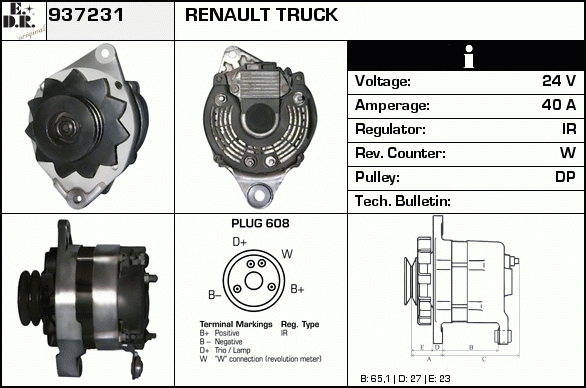 Generator / Alternator 937231 EDR