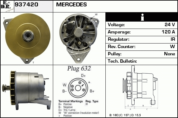 Generator / Alternator 937420 EDR