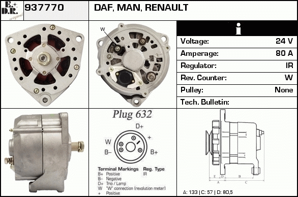 Generator / Alternator 937770 EDR
