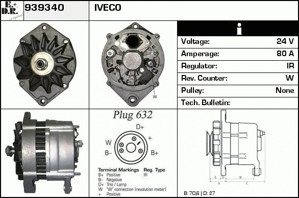 Generator / Alternator 939340 EDR