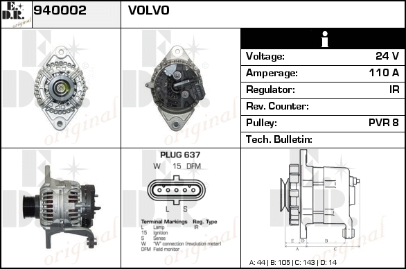 Generator / Alternator 940002 EDR