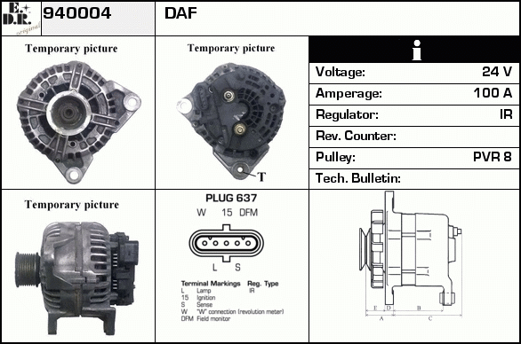 Generator / Alternator 940004 EDR