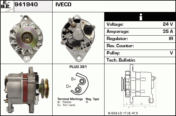 Generator / Alternator 941940 EDR