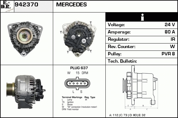 Generator / Alternator 942370 EDR