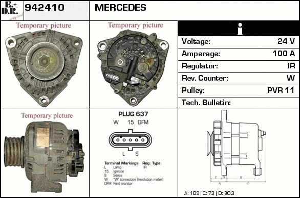 Generator / Alternator 942410 EDR