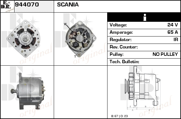 Generator / Alternator 944070 EDR