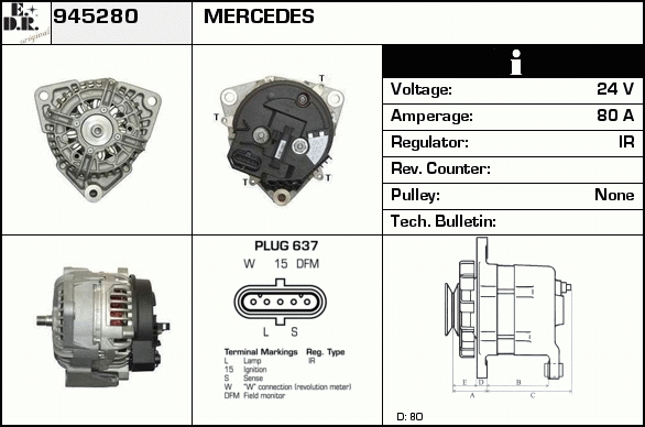 Generator / Alternator 945280 EDR