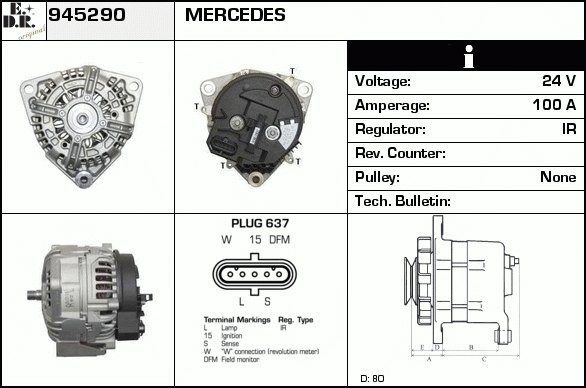 Generator / Alternator 945290 EDR