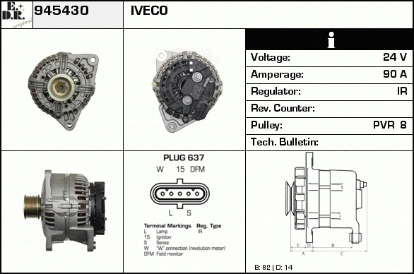 Generator / Alternator 945430 EDR