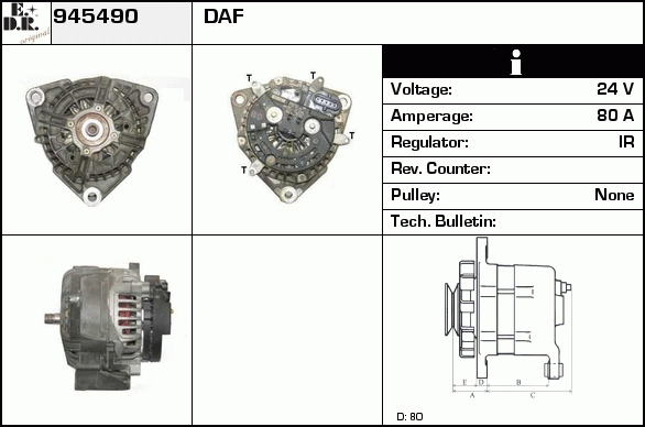 Generator / Alternator 945490 EDR