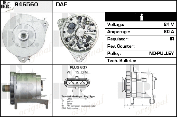 Generator / Alternator 946560 EDR