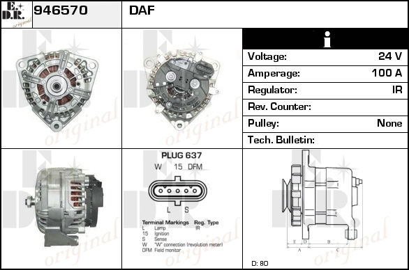 Generator / Alternator 946570 EDR