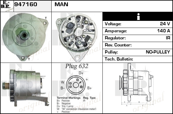 Generator / Alternator 947160 EDR