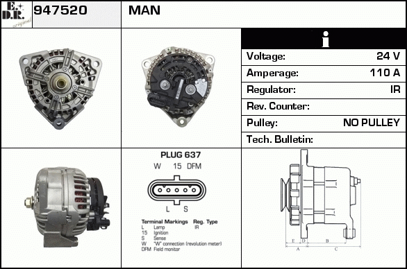 Generator / Alternator 947520 EDR
